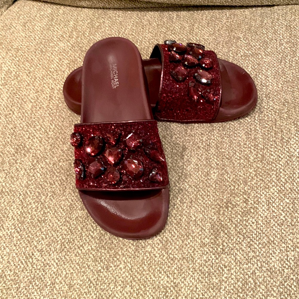 Michael Kors Slides Burgundy Gem